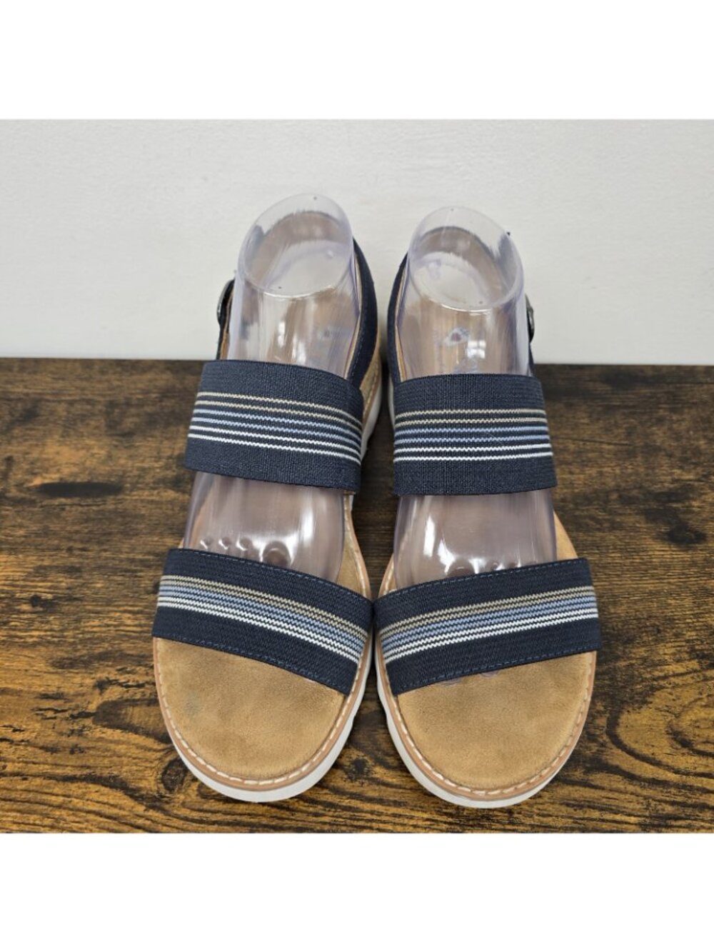 Skechers BOBS Desert Kiss Tea Time Wedge Sandals Women's Size 9 Navy Blue - Picture 4 of 9